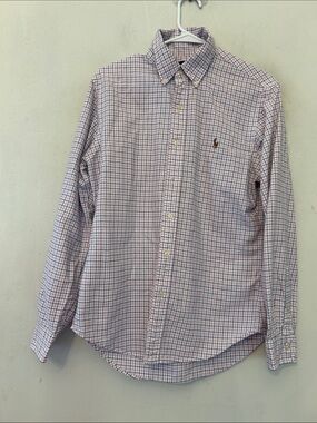 Ralph Lauren Blue & Pink Plaid Button-Down Shirt Slim fit Size L EUC